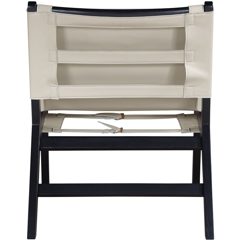 Bowery Hill Contemporary Beige Vegan Leather Upholstered Accent Chair