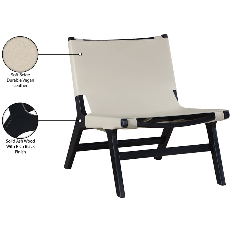 Bowery Hill Contemporary Beige Vegan Leather Upholstered Accent Chair