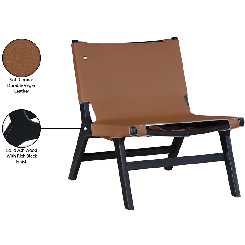 Bowery Hill Contemporary Cognac Vegan Leather Upholstered Accent Chair