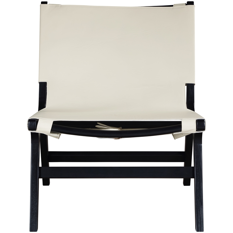 Bowery Hill Contemporary Cream Vegan Leather Upholstered Accent Chair