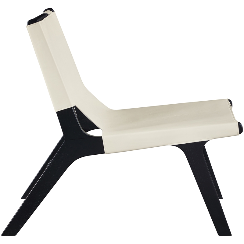 Bowery Hill Contemporary Cream Vegan Leather Upholstered Accent Chair