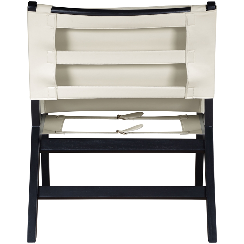 Bowery Hill Contemporary Cream Vegan Leather Upholstered Accent Chair