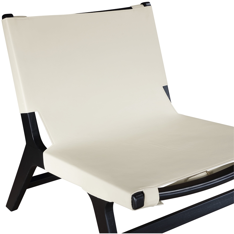 Bowery Hill Contemporary Cream Vegan Leather Upholstered Accent Chair