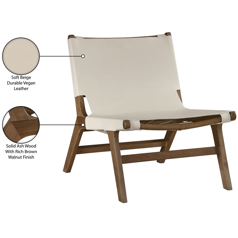 Bowery Hill Contemporary Beige Vegan Leather Upholstered Accent Chair