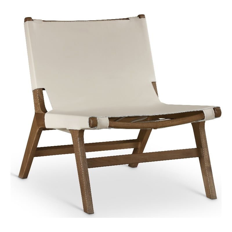 Bowery Hill Contemporary Beige Vegan Leather Upholstered Accent Chair