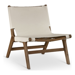 Bowery Hill Contemporary Beige Vegan Leather Upholstered Accent Chair