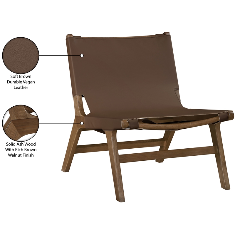 Bowery Hill Contemporary Brown Vegan Leather Upholstered Accent Chair