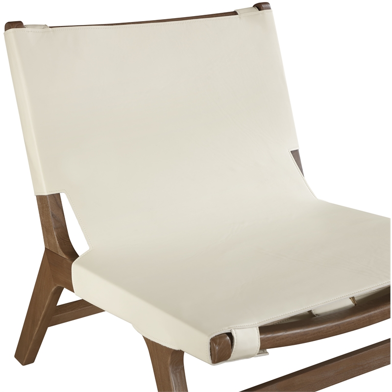 Bowery Hill Contemporary Cream Vegan Leather Upholstered Accent Chair