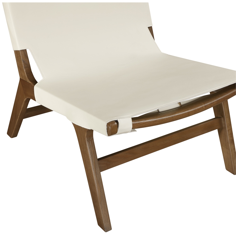 Bowery Hill Contemporary Cream Vegan Leather Upholstered Accent Chair