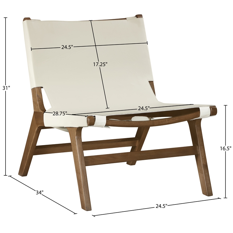 Bowery Hill Contemporary Cream Vegan Leather Upholstered Accent Chair