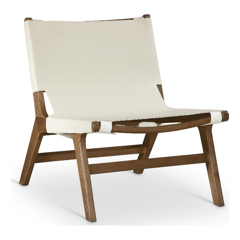 Bowery Hill Contemporary Cream Vegan Leather Upholstered Accent Chair