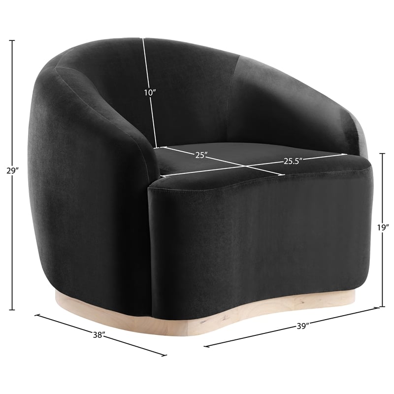 Bowery Hill Contemporary Black Durable Velvet Upholstered Chair