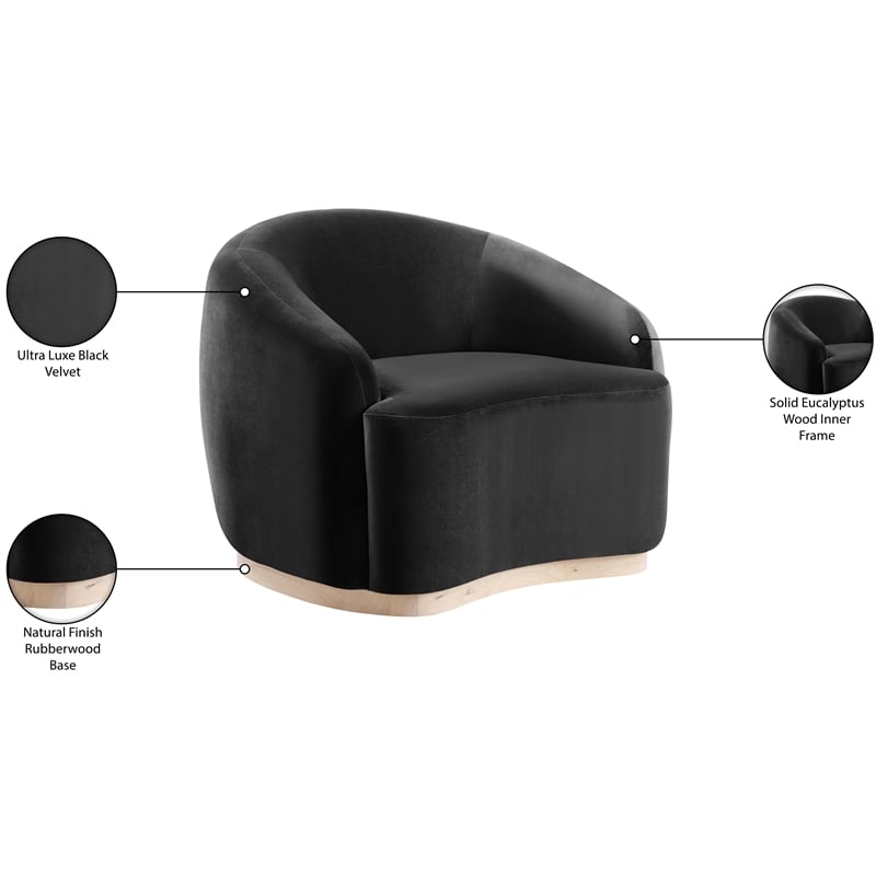 Bowery Hill Contemporary Black Durable Velvet Upholstered Chair