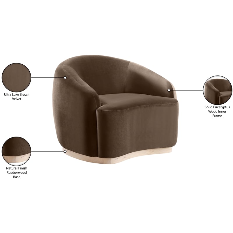 Bowery Hill Contemporary Brown Durable Velvet Upholstered Chair