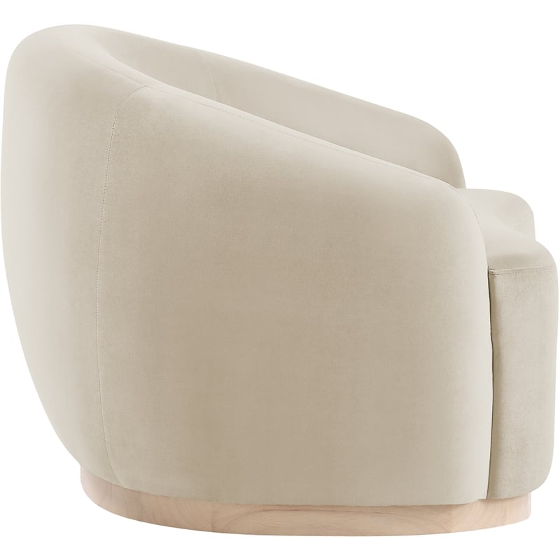 Bowery Hill Contemporary Cream Durable Velvet Upholstered Chair