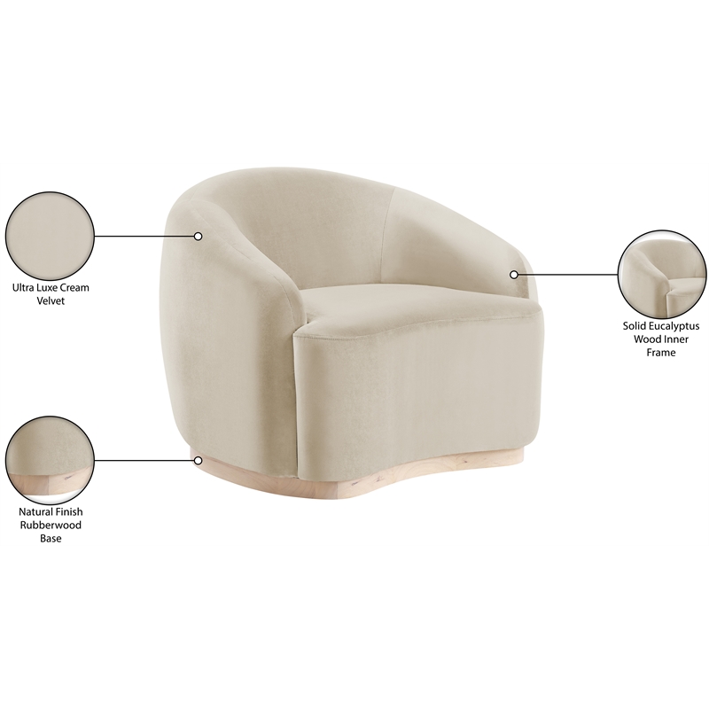 Bowery Hill Contemporary Cream Durable Velvet Upholstered Chair