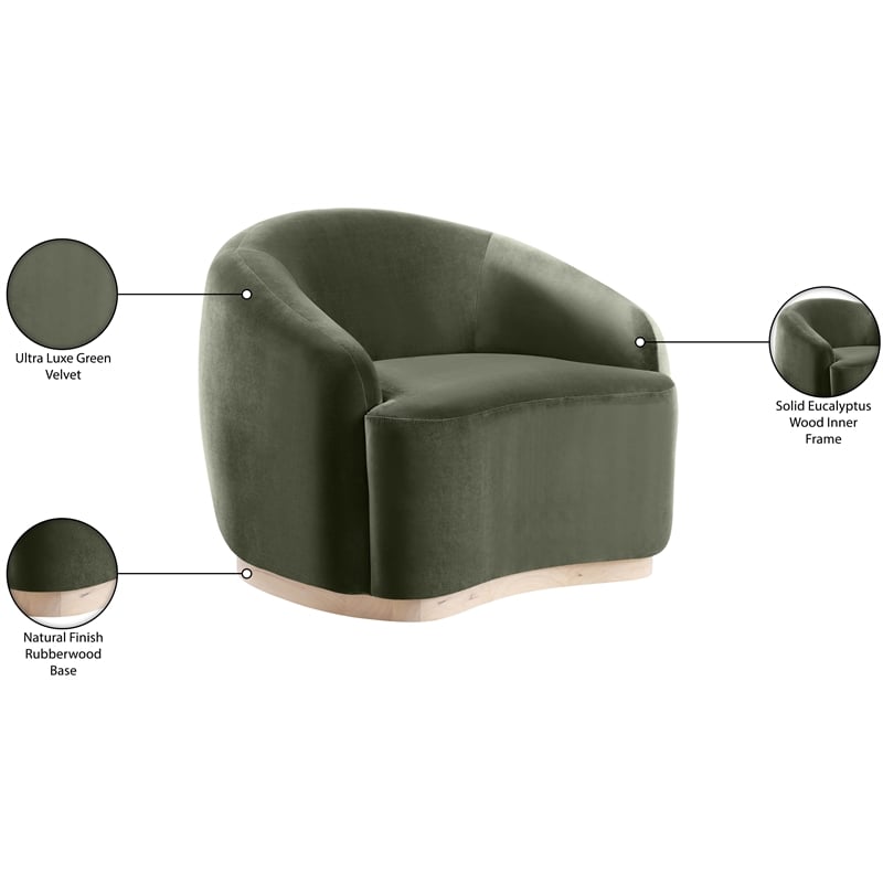 Bowery Hill Contemporary Green Durable Velvet Upholstered Chair