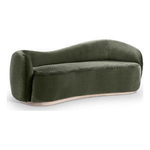 Bowery Hill Contemporary 92.5&quot Green Velvet Upholstered Sofa