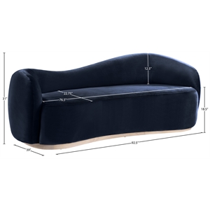 Bowery Hill Contemporary 92.5&quot Navy Durable Velvet Upholstered Sofa