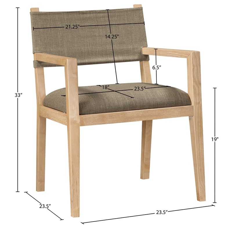 Bowery Hill Contemporary Brown Linen Textured Fabric Dining Arm Chair