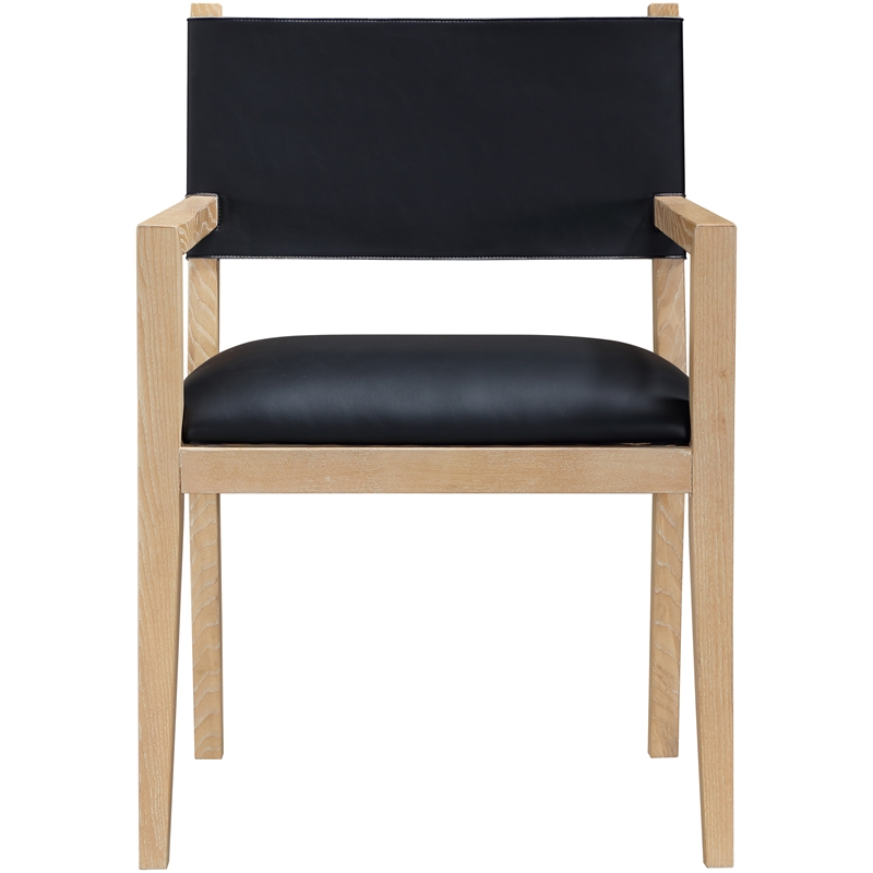 Bowery Hill Contemporary Black Vegan Leather Dining Arm Chair