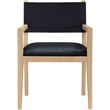 Bowery Hill Contemporary Black Vegan Leather Dining Arm Chair