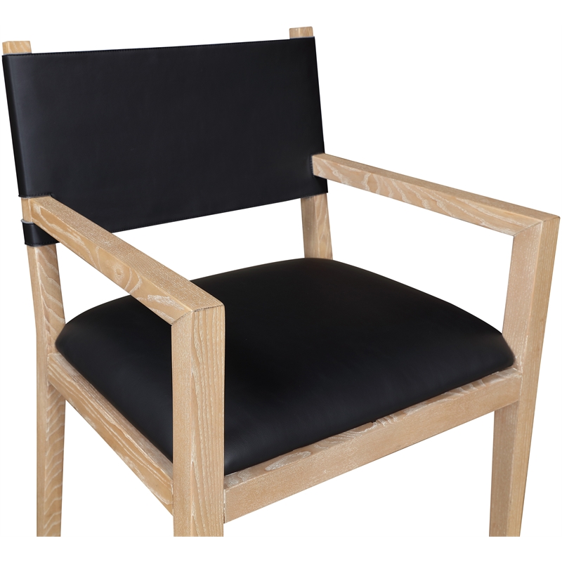 Bowery Hill Contemporary Black Vegan Leather Dining Arm Chair