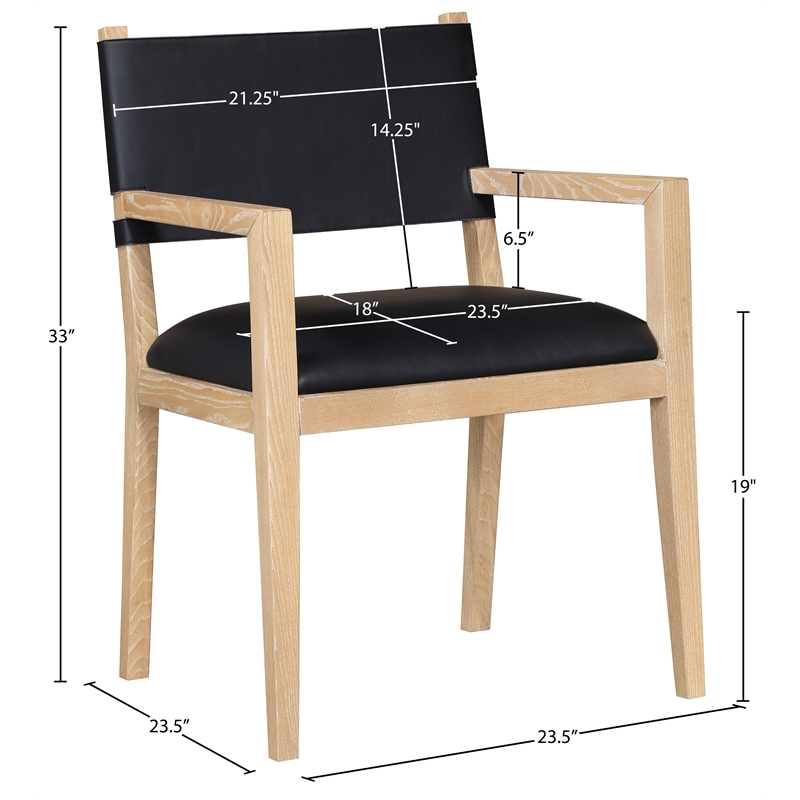 Bowery Hill Contemporary Black Vegan Leather Dining Arm Chair
