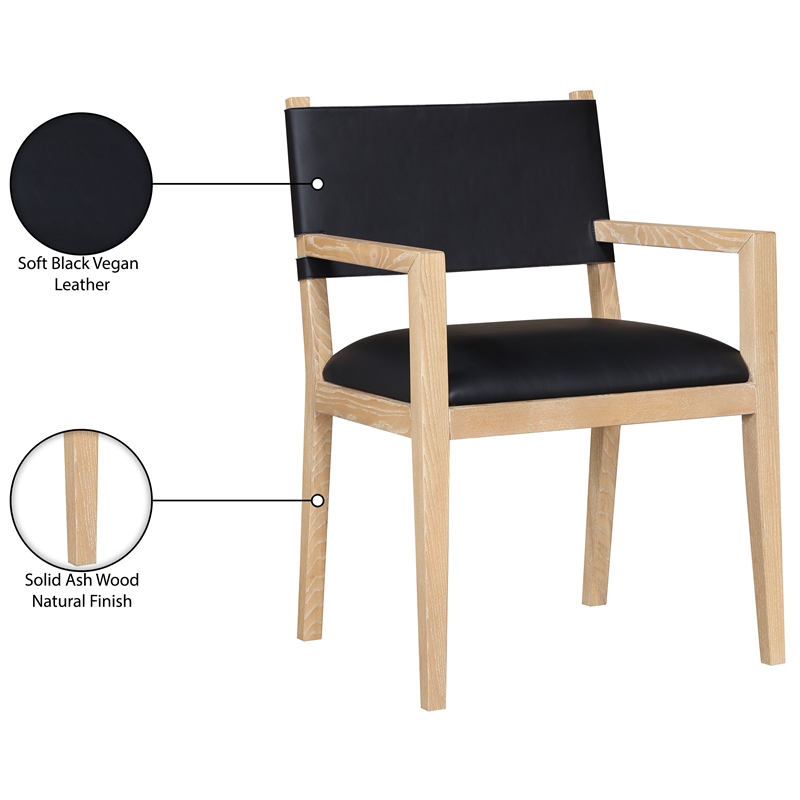 Bowery Hill Contemporary Black Vegan Leather Dining Arm Chair
