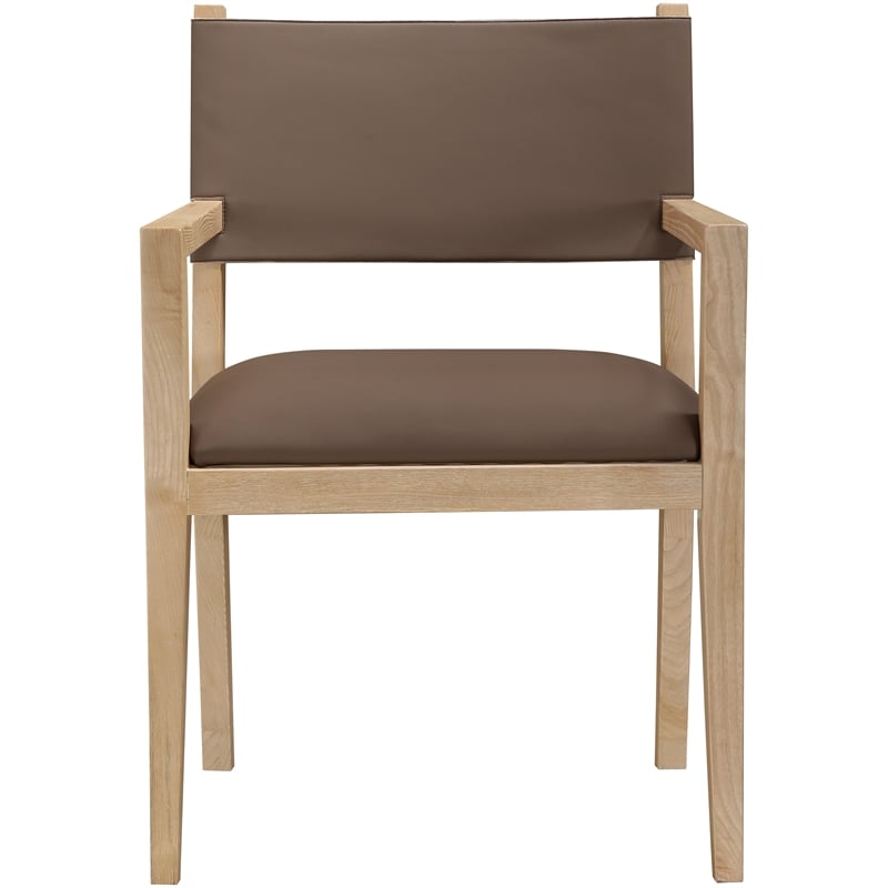 Bowery Hill Contemporary Brown Vegan Leather Dining Arm Chair