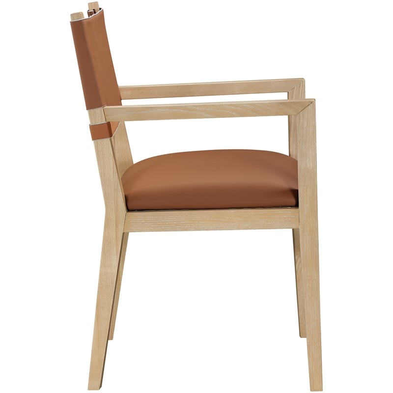 Bowery Hill Contemporary Cognac Vegan Leather Dining Arm Chair