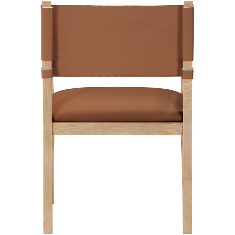Bowery Hill Contemporary Cognac Vegan Leather Dining Arm Chair
