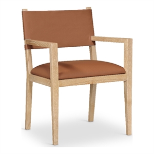 Bowery Hill Contemporary Cognac Vegan Leather Dining Arm Chair
