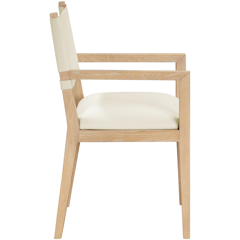 Bowery Hill Contemporary Cream Vegan Leather Dining Arm Chair