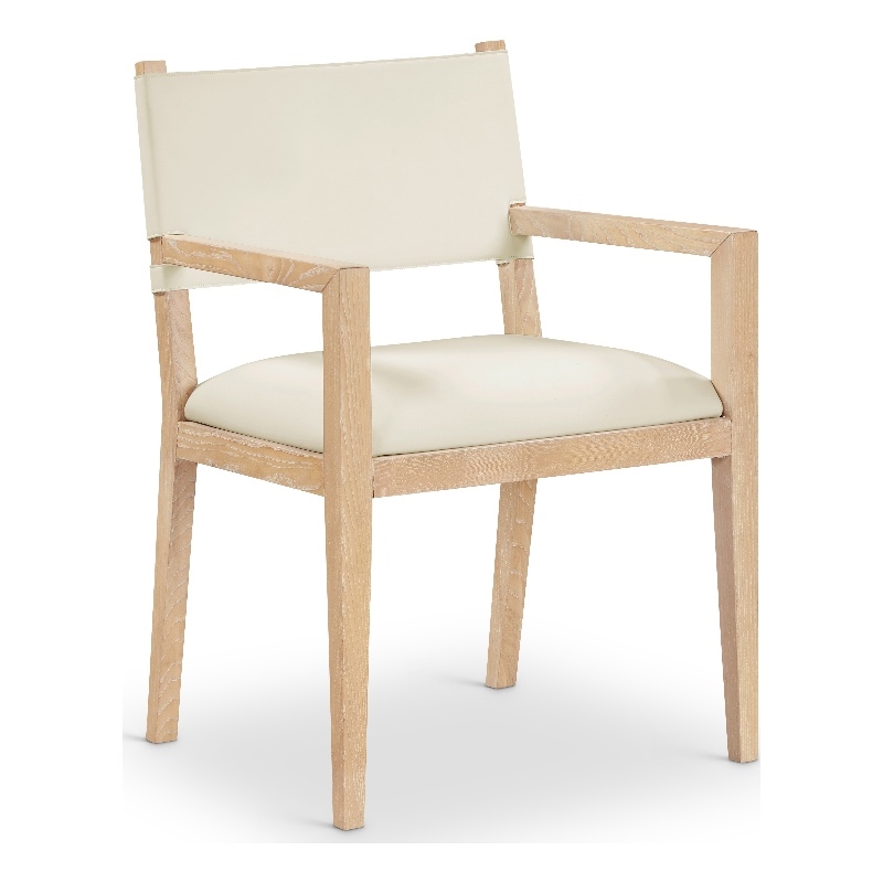 Bowery Hill Contemporary Cream Vegan Leather Dining Arm Chair