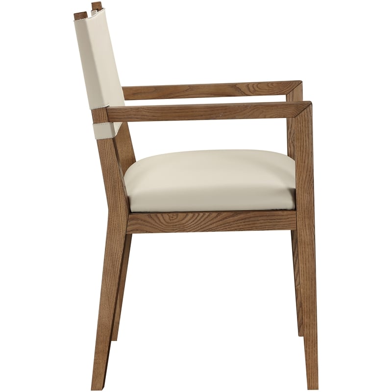 Bowery Hill Contemporary Beige Vegan Leather Dining Arm Chair