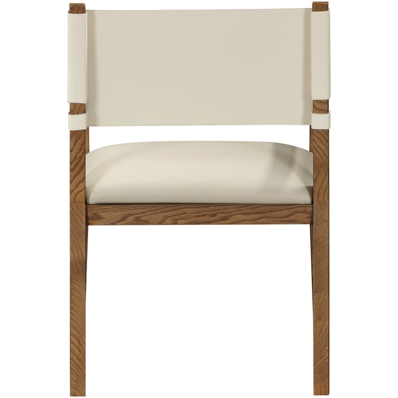 Bowery Hill Contemporary Beige Vegan Leather Dining Arm Chair