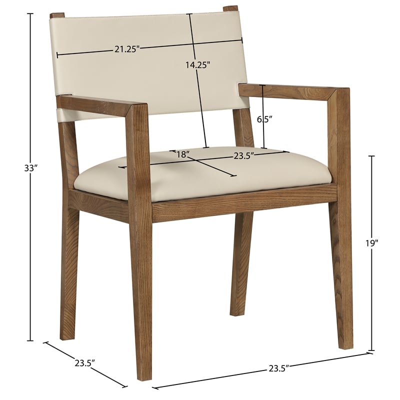 Bowery Hill Contemporary Beige Vegan Leather Dining Arm Chair