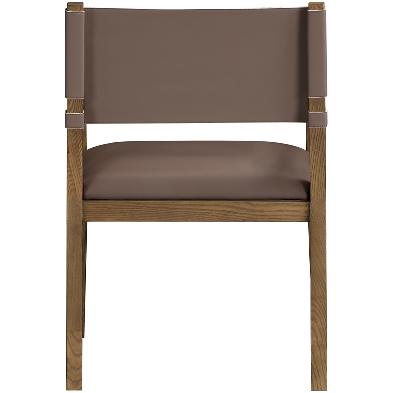 Bowery Hill Contemporary Brown Vegan Leather Dining Arm Chair