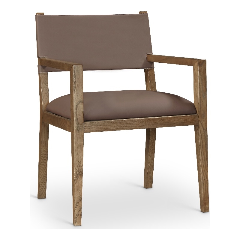 Bowery Hill Contemporary Brown Vegan Leather Dining Arm Chair