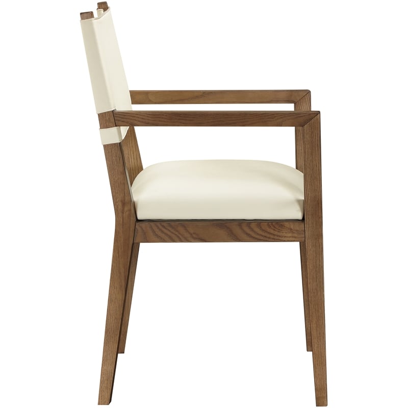 Bowery Hill Contemporary Cream Vegan Leather Dining Arm Chair
