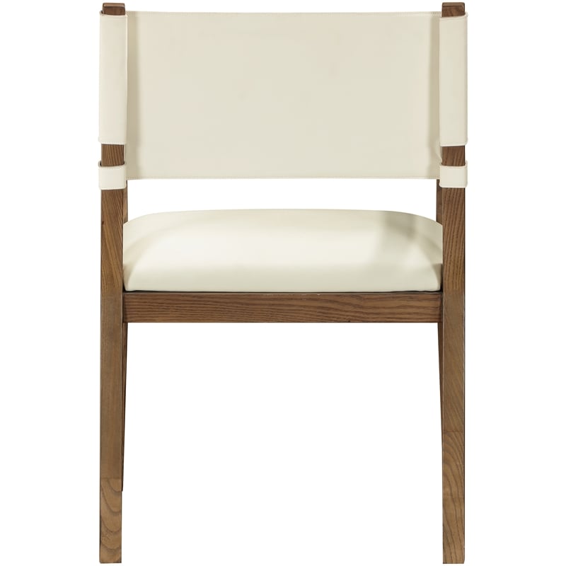 Bowery Hill Contemporary Cream Vegan Leather Dining Arm Chair
