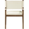 Bowery Hill Contemporary Cream Vegan Leather Dining Arm Chair