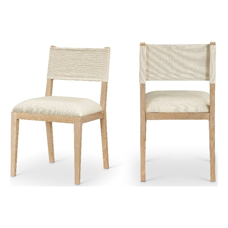 Bowery Hill Cream Linen Textured Fabric Dining Side Chair (Set of 2)