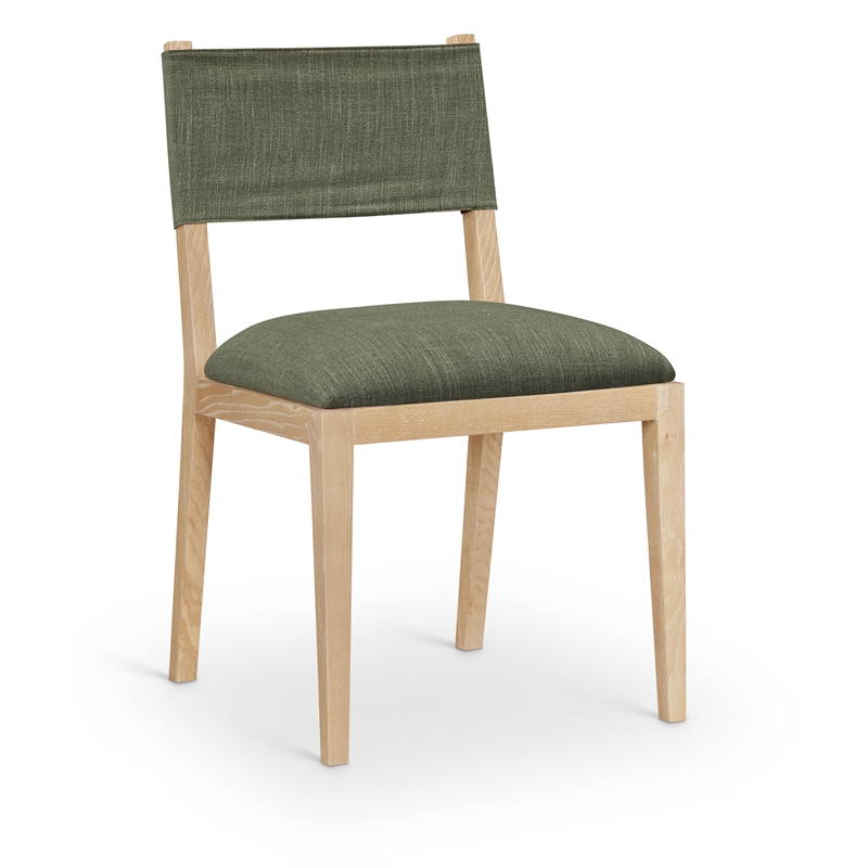 Bowery Hill Olive Linen Textured Fabric Dining Side Chair (Set of 2)