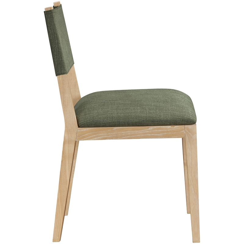 Bowery Hill Olive Linen Textured Fabric Dining Side Chair (Set of 2)
