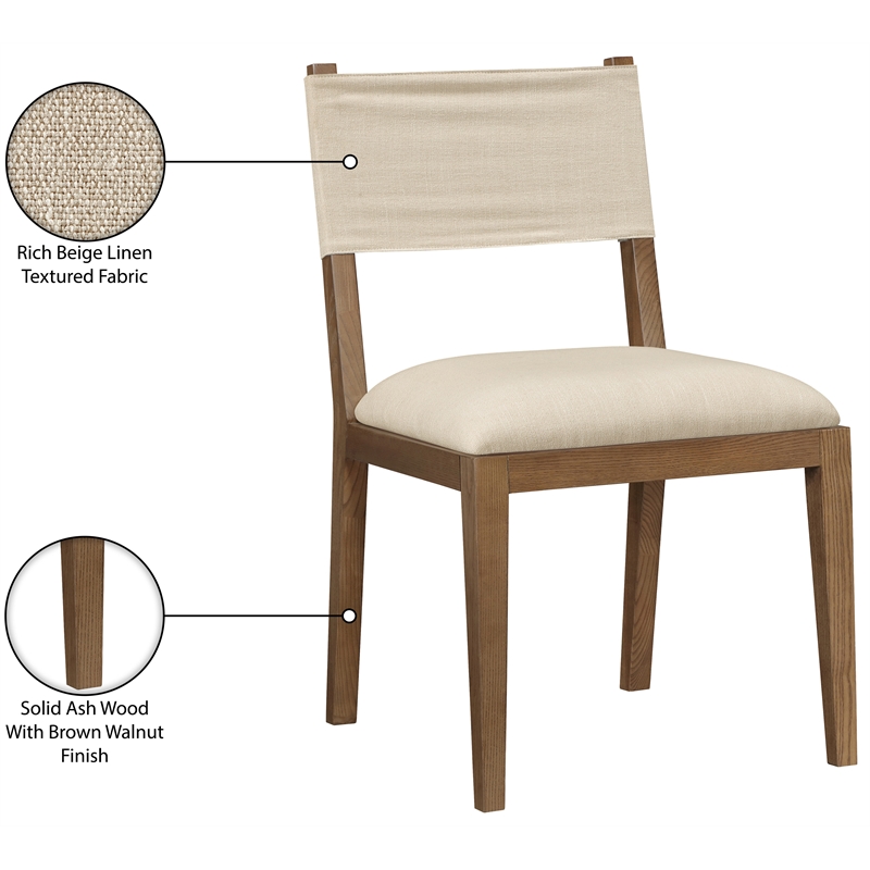 Bowery Hill Beige Linen Textured Fabric Dining Side Chair (Set of 2)