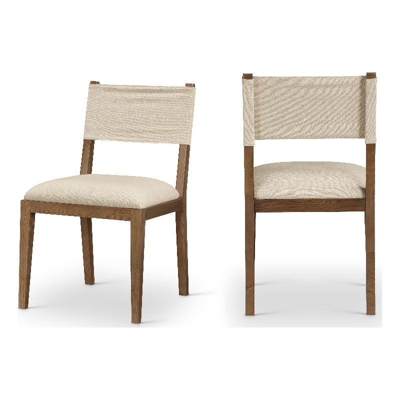 Bowery Hill Beige Linen Textured Fabric Dining Side Chair (Set of 2)