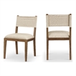 Bowery Hill Beige Linen Textured Fabric Dining Side Chair (Set of 2)
