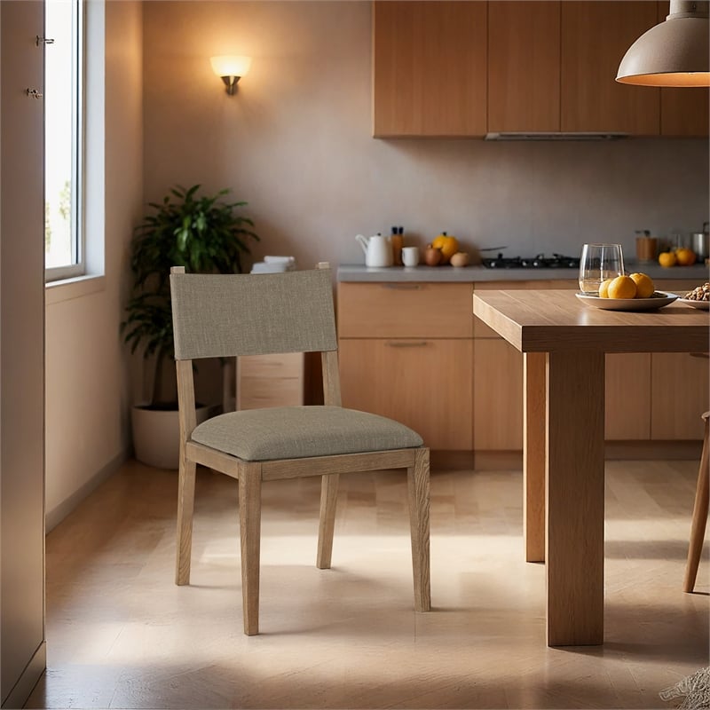 Bowery Hill Brown Linen Textured Fabric Dining Side Chair (Set of 2)